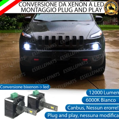 ESL COPPIA LAMPADE D3S LED DA XENON A LED 6000K PER JEEP CHEROKEE KL 12000 LUMEN