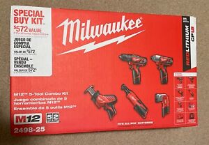 Milwaukee 2498-25 M12 kit combo sans fil LITHIUM-ION 5 outils