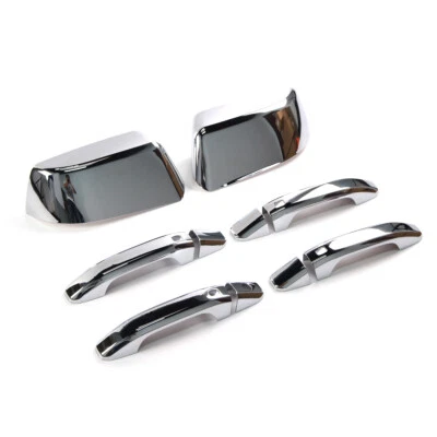 2 cubiertas superiores de medio espejo + 4 cubiertas de manija de puerta para 15-20 Chevy Tahoe GMC Yukon XL Foto 1 de 4