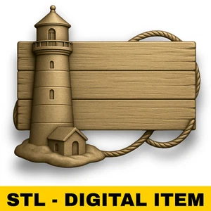 Leuchtturm Leerschild STL Datei für CNC Schnitzerei 3D Druck Maritim Wandbild Pan - Bild 1 von 7