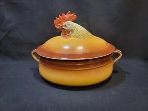VERY RARE Antique French Pillivuyt Rooster Porcelain Roaster - Picture 1 of 11