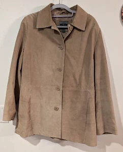 Bernardo echt braun/hellbraun Wildleder Leder Damen Jacke Mantel Button Down Gr. L - Bild 1 von 6