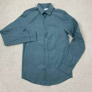 Primark Dress Shirt Men's 14.5 37 Long Sleeve Solid Bluish-Green Teal - Picture 1 of 9