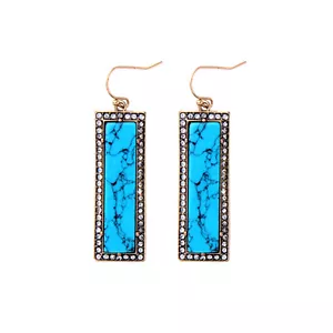NEW * Urban Anthropologie Huge Exa Teal Resin Rhinestone Statement Earrings - Picture 1 of 1