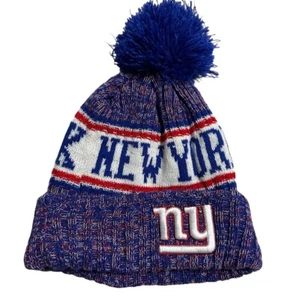New York Giants New Era NFL Pom Pom Beanie Knit Red White & Blue Size OSFM - Picture 1 of 8