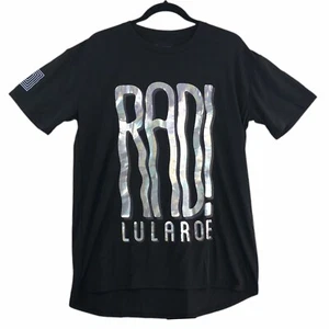 Camiseta Lularoe Unisex Mediana M Negra Plateada Lámina Arco Iris Gráfico Logo "Rad" Nueva con Etiquetas - Imagen 1 de 7