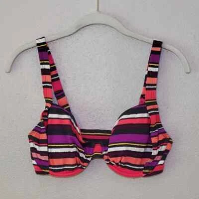 Top de bikini Title Nine talla 32D con aros correas ajustables púrpura/carbón playa Foto 1 de 4