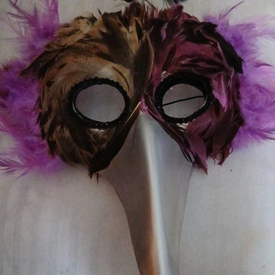 purple feather bird crow Eye Mask Masquerade Prom Bookweek cruise Halloween  - Image 1 of 3