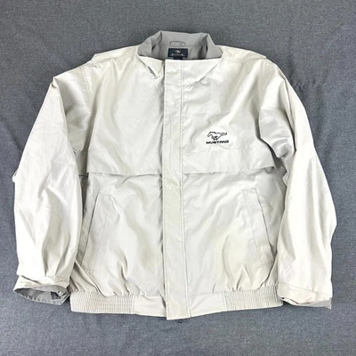 Chaqueta Antigua Para Hombre XL Blanca Mustang Bordada Botón a Presión Cremallera Completa Exterior Foto 1 de 4