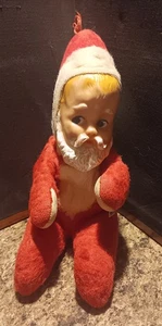 Vintage Knickerbocker Baby Weihnachtsmann Plüsch Weihnachten Spielzeug Gummi Gesicht - Bild 1 von 5