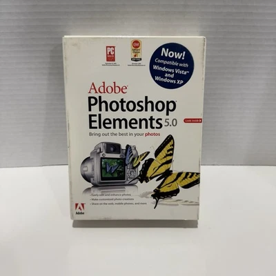 Adobe Photoshop Elements 5.0 Software Photo Editor Win XP PC CD 2006 NEW - Image 1 of 2