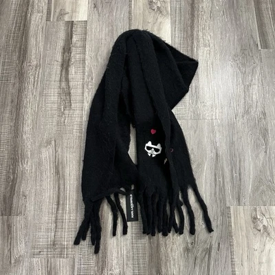 Karl Lagerfeld Paris Soft Thick Black Cat Fringe Scarf 14.5" x 78" - Brand New - Image 1 of 4
