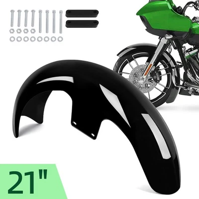21" Vivid Black Wrap Front Fender For Harley Touring Street Road Glide Baggers Foto 1 de 4
