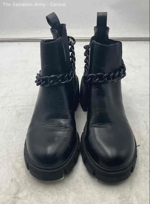 Botas Chelsea Steve Madden Niña Mujer Negras Imitación Cuero Cadena Tobillo Talla 7.5 Foto 1 de 4