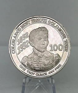 Rare 1992 Cripple Creek Mollie Kathleen Mine 1oz .999 Silver Round 1892-1992 - Picture 1 of 7