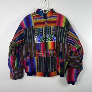 Chaqueta de bombardero guatemalteca hecha a mano parche acolchado años 80/90 cremallera completa ☮️ - Imagen 1 de 8