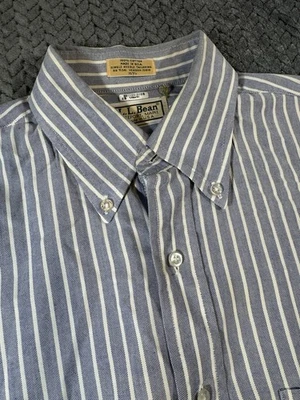 Camisa L L Bean Para Hombre Manga Corta Abotonada Azul Rayas 15.5 EE. UU. De Colección Foto 1 de 4