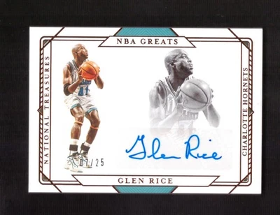 2020 Panini National Treasures Glen Rice NBA Greats Bronze Auto 07/25 - Image 1 of 2