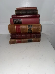 Lot of 7 Old Leather & Other Binding Vintage Books - Picture 1 of 18