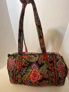 ❤️ VERA BRADLEY Symphony in Hue Small 18" Traveler Duffel Black Paisley NICE! - Picture 1 of 11