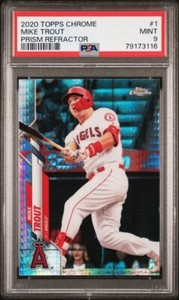 2020 Topps Chrome MLB Prizm Refractor Mike Trout PSA 9 #1 - Angels
