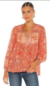 Spell The Gypsy Love Story Floral Print Blouse Shirt Red RARE size XXS BOHO - Picture 1 of 13