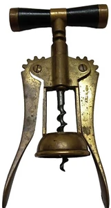 Vintage massiver Messing Wein Korkenzieher mechanischer Flaschenöffner Pecidena Italien - Bild 1 von 5