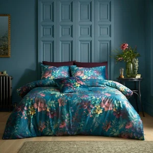 Juego de ropa de cama funda nórdica floral romántica Bridgerton por Catherine Lansfield verde azulado - Imagen 1 de 31