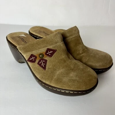 Zueco Softspots para mujer Lara mula gamuza cuero flor plantilla acolchada madera 7,5 Foto 1 de 4