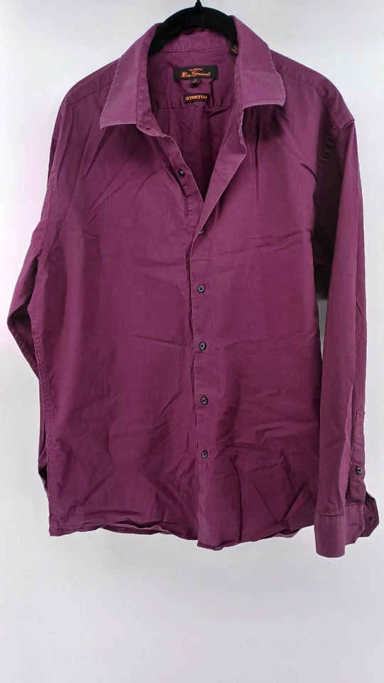 BEN SHERMAN Hombre Púrpura Manga Larga Con Botones XL 17/34-35 Trabajo Informal Foto 1 de 4