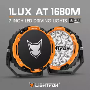 Lightfox 7" Osram LED Driving Lights Round Black Spotlight DRL Offroad Truck 4x4 - Picture 1 of 11