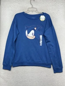 Sonic The Hedgehog Sweatshirt Youth Boys XL Extra Large Blue Crewneck Puff - Picture 1 of 13