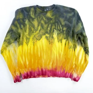 Champion Reverse Weave Fleece Crew Neck Sweatshirt Tie Dye Fire Sz. Large - Picture 1 of 5