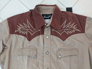 VINTAGE 70's WRANGLER BRUSHPOPPER EMBROIDERED WESTERN RODEO COWBOY SHIRT M - Picture 1 of 7