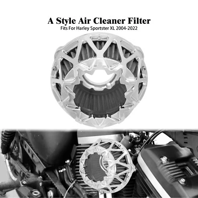 Chrome Air Cleaner Grey Intake Filter Fit For Harley Sportster XL 1200 2004-2023 - Image 1 of 4