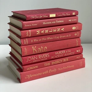 Lot Of 8 RED Hardcover Books GOLD LETTERS Staging Shelf Decor Design Prop - Picture 1 of 2