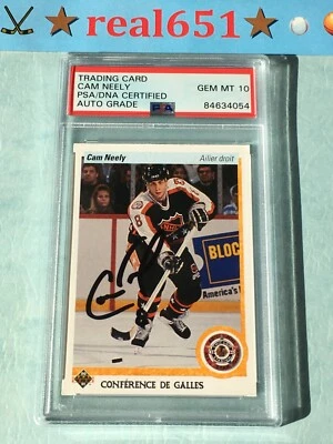 1990 UD French #493 CAM NEELY Auto PSA-DNA 10 Gem Mint HOF Autograph Bruins - Image 1 of 4