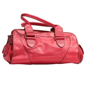 Sac Polochon LANCEL en cuir rouge décor Surpiqûres 45 cm - Picture 1 of 10