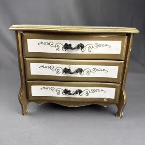 Apco Japan 60s Musical Jewelry Box 3 Drawer Miniature Dresser Crushed Red Velvet - Picture 1 of 11