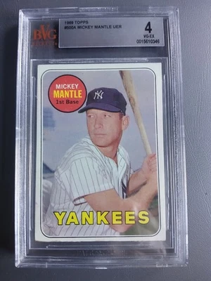 Apellido Mickey Mantle Yankees 1969 Topps #500 en amarillo graduado en muy buena condición-ex 4 Foto 1 de 2