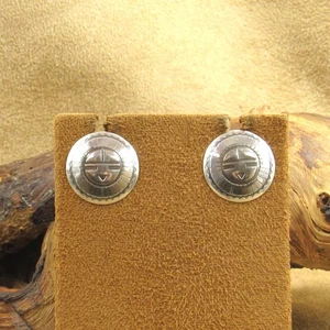 Sterling Silber Zuni Stil Sonnengesicht Knopf Ohrringe - Bild 1 von 4