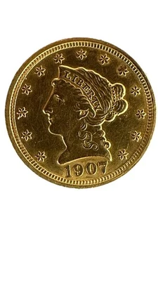 1907 年 2.50 美元自由女神头金 25 美分鹰。 完好未分级 — 第 1/4 张图片