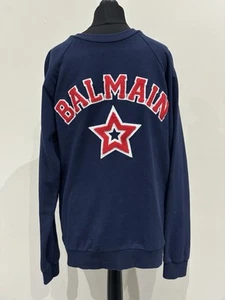 Balmain Crew Neck Jumper - Size M Fits Small - Blue - Picture 1 of 6