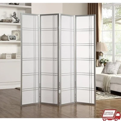 Divisor de habitación plegable de 4 paneles de madera maciza de pino pantalla de privacidad decoración geométrica nuevo Foto 1 de 4