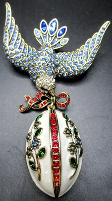 HEIDI DAUS Hope Springs Eternal Enamel Crystal Birds Pin Brooch - Image 1 of 4