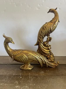 Vintage Pair/Set of 2 Copper Bronze SYROCO Pheasants Peacocks Decor MCM - Picture 1 of 4