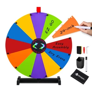 WinSpin 24" Hágalo Usted Mismo Rueda de Premio Modular Juego Giratorio Mesa 12 Ranuras Borrado en Seco - Imagen 1 de 9