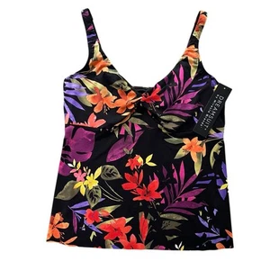 Dreamsuit Women’s 14 Black Multicolor Tropical Oasis Floral Swim Tankini #677073 - Picture 1 of 13