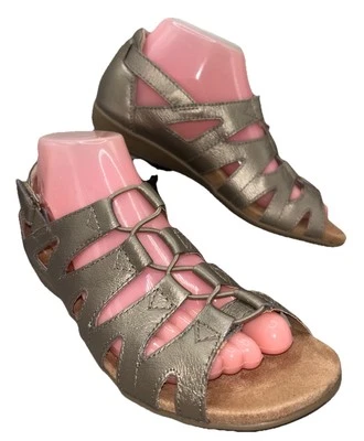 Sandalias para mujer Earth Origins Belder Bea Gladiator 7,5 cuero platino punta abierta Foto 1 de 4