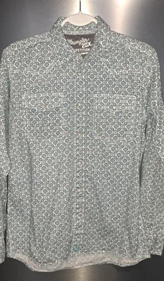 Boys Wrangler 20x Shirt Blue Competition Long Sleeve Pearl Snap Flip Cuff XL - Image 1 of 4